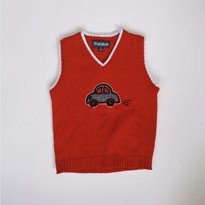 Toddler vintage red car sweater vest | size 4T